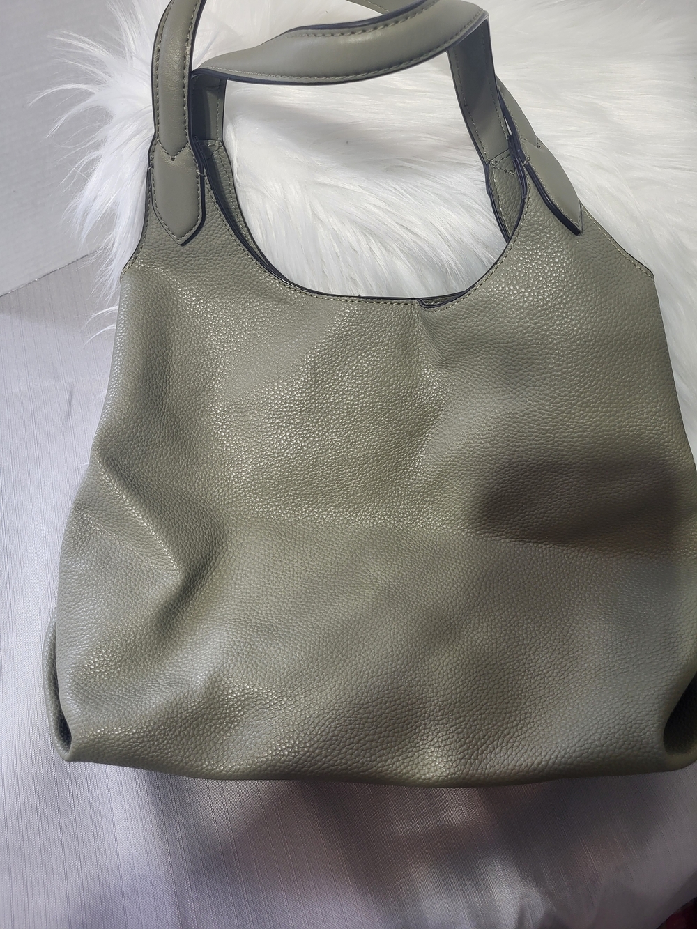 Nine West Olive Green Pebbled Hobo Bag - Picture 4 of 9